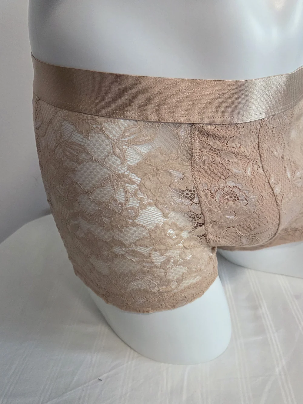 Cosabella Men's Lace Boxer Briefs in Blush Nude